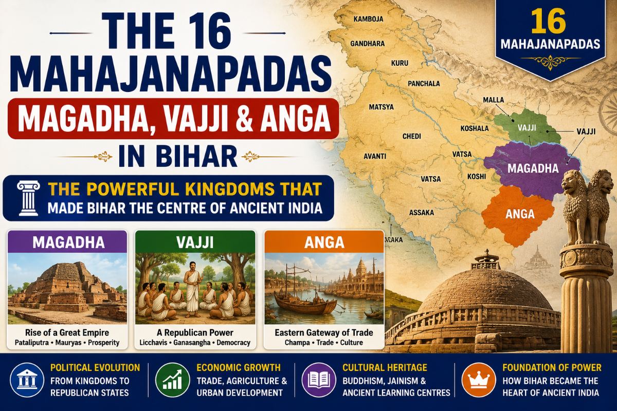 16 Mahajanapadas: Magadha, Vajji & Anga
