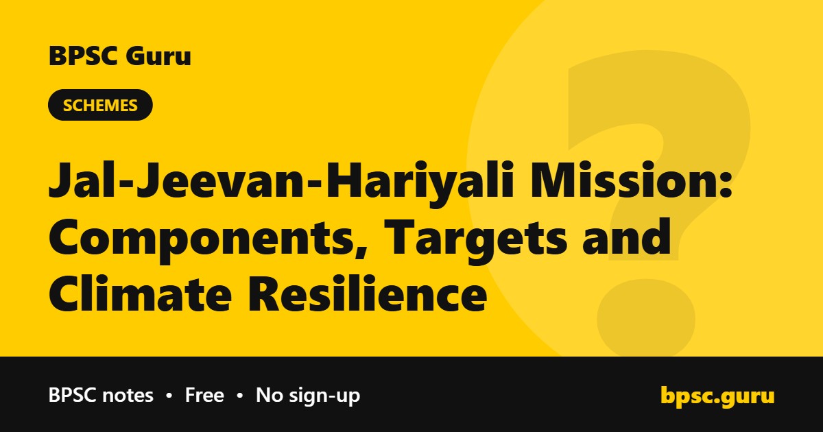 Jal-Jeevan-Hariyali Mission: Components, Targets and Climate Resilience - BPSC Guru